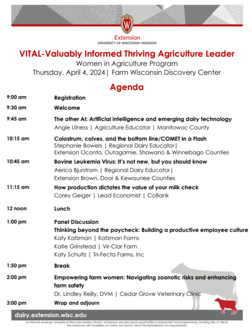 Image of the agenda for the VITAL meeting.