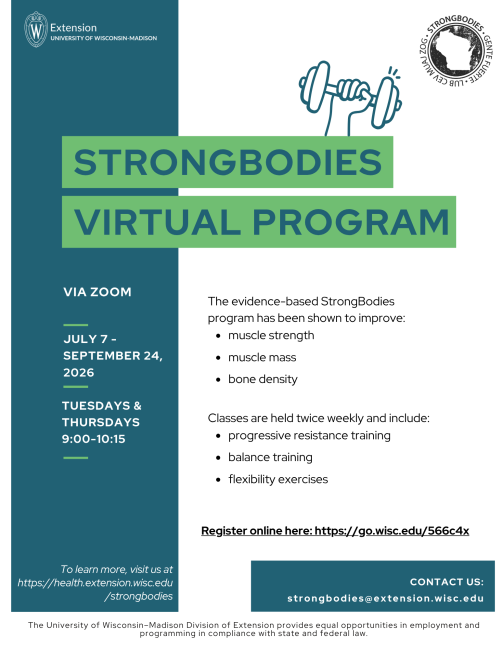 Flyer for Virtual StrongBodies program