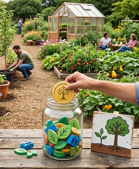 Community garden fundraising jar